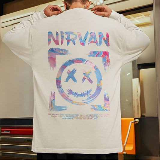 サークルストリートバックプリント長袖Tシャツ U2283