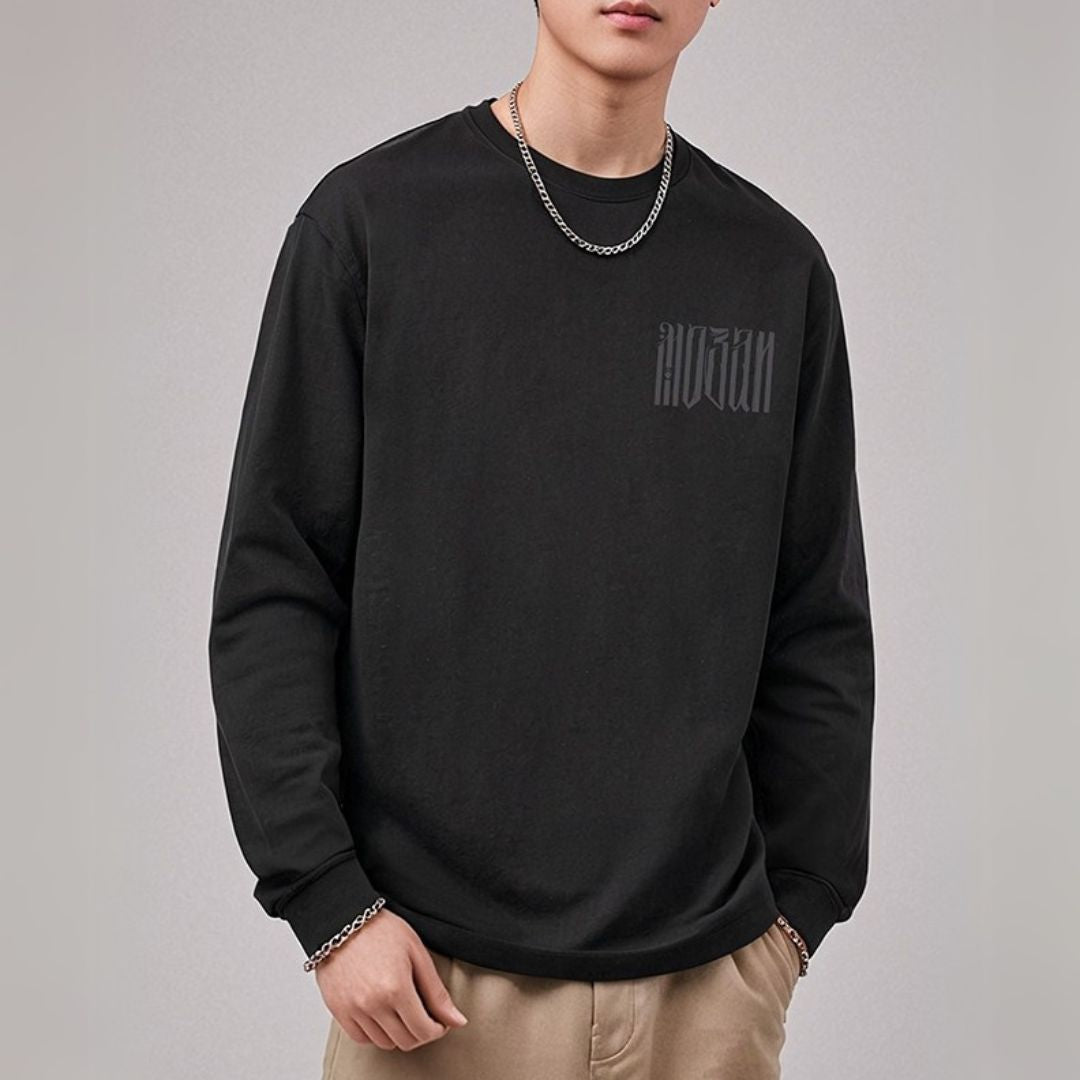 ラウンドネックバックプリント長袖Tシャツ U2269