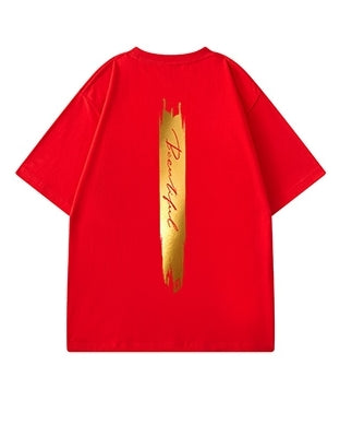 ゴールドラインアートグラフィック半袖Tシャツ U2486