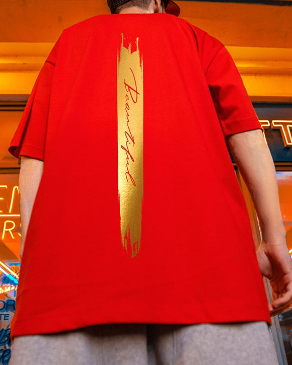 ゴールドラインアートグラフィック半袖Tシャツ U2486