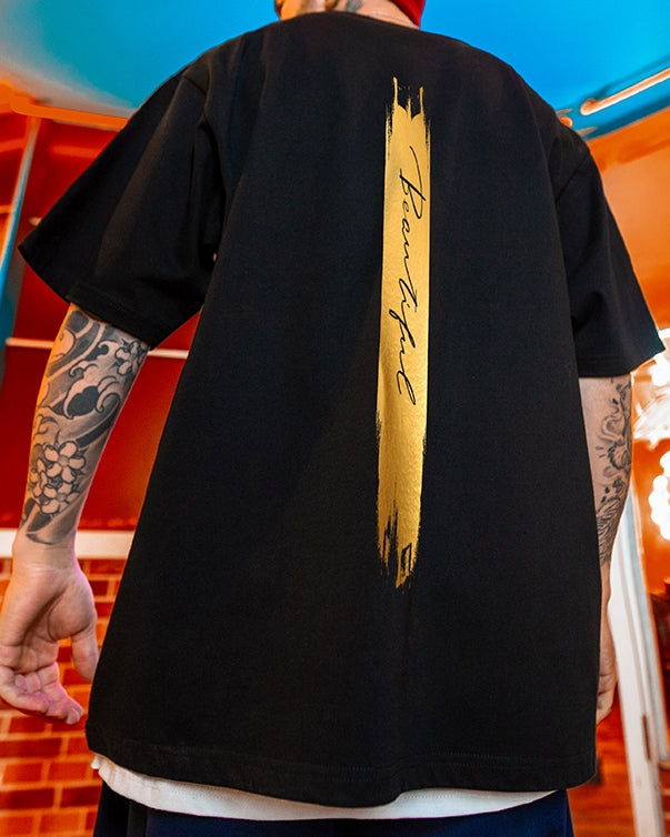 ゴールドラインアートグラフィック半袖Tシャツ U2486