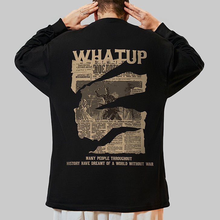 バックデザインプリント長袖Tシャツ U2285