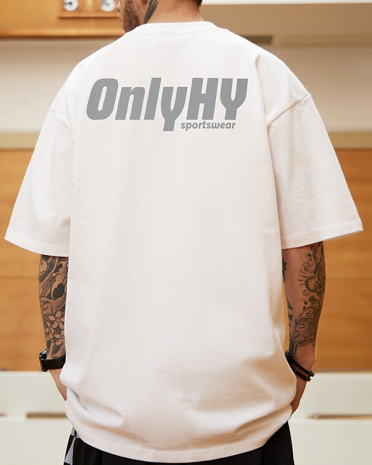 モノトーンバックプリント半袖Tシャツ U2173
