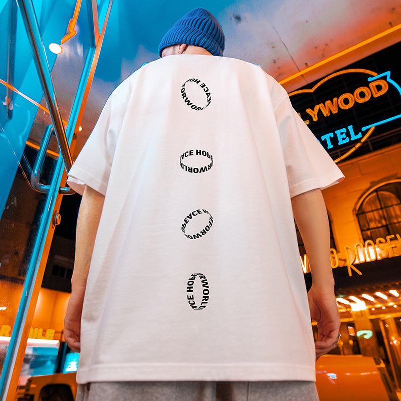 リングレタープリント半袖Tシャツ U1670