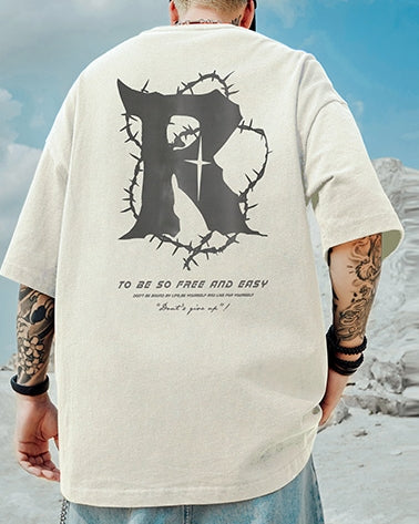 ダークストリートバックプリント半袖Tシャツ U2202