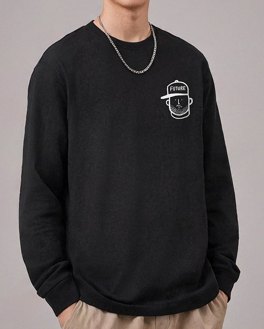 グラフィックキャップアイコン長袖Tシャツ U2370