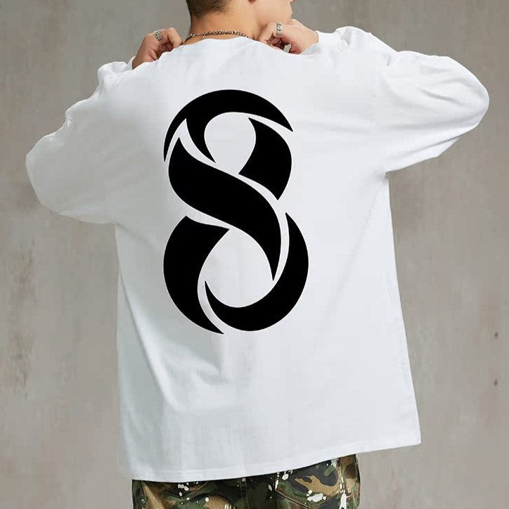 【OUTLET/即納】No.8 バックプリントルーズ長袖Tシャツ U1888