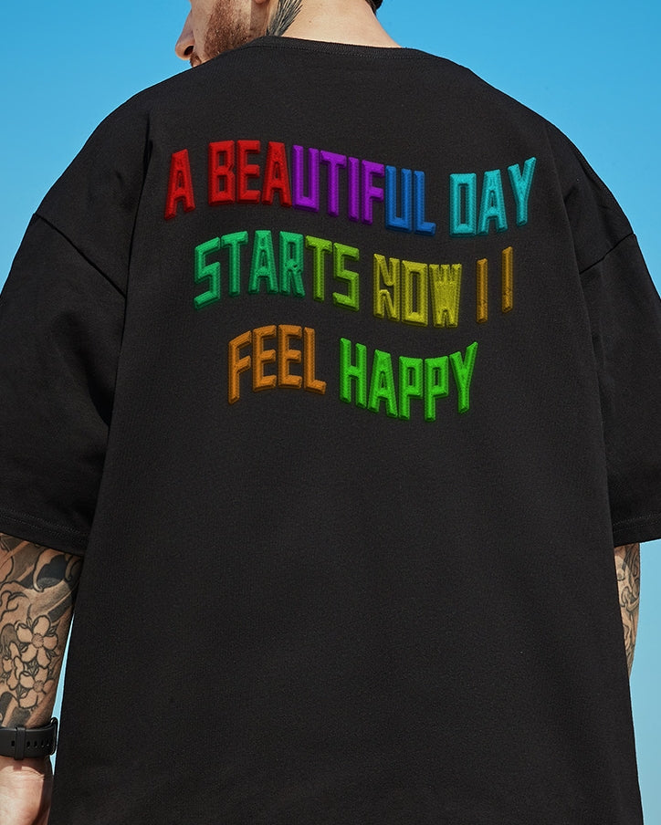 インパクトタイポグラフィグラフィック半袖Tシャツ U2175