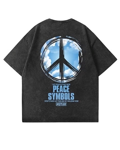 ピースグラフィックデザイン半袖Tシャツ U2245
