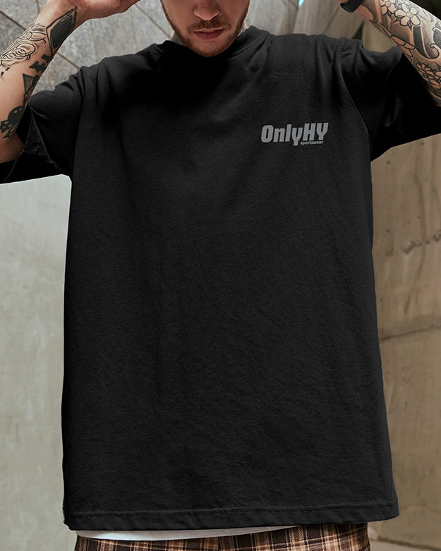 モノトーンバックプリント半袖Tシャツ U2173