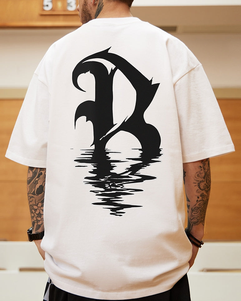 フローティングイニシャルプリント半袖Tシャツ U2190