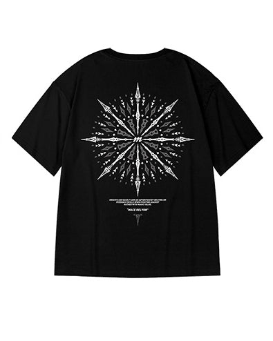 アローシンメトリーグラフィック半袖Tシャツ U2238