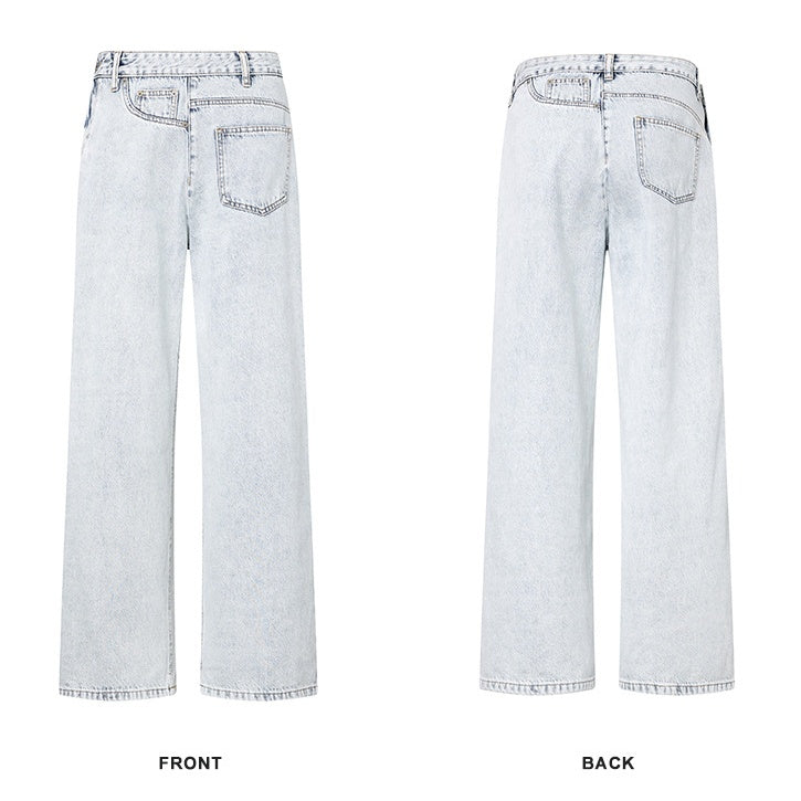 【OUTLET/即納】アシンメトリーサイドジップデニムパンツ U2363