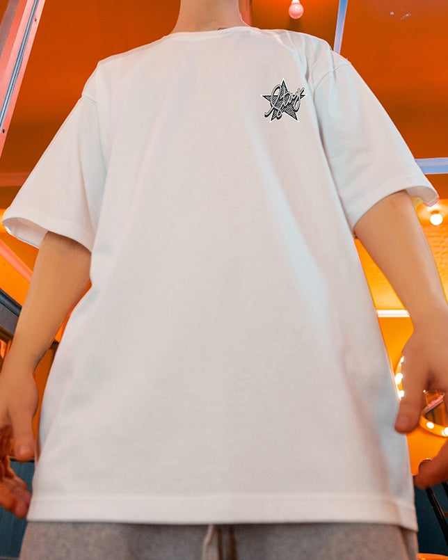 スターグリッターバックプリント半袖Tシャツ U2479