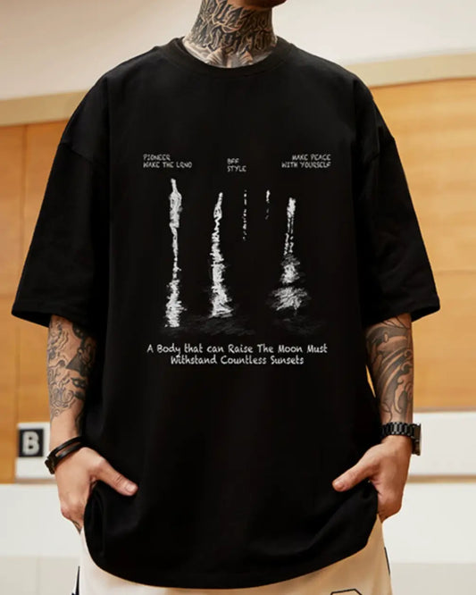 リフレクションアートプリント半袖Tシャツ U2287