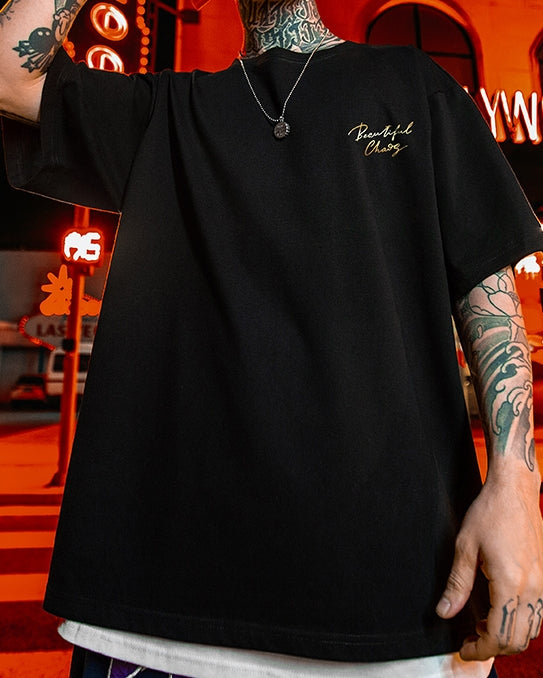ゴールドラインアートグラフィック半袖Tシャツ U2486