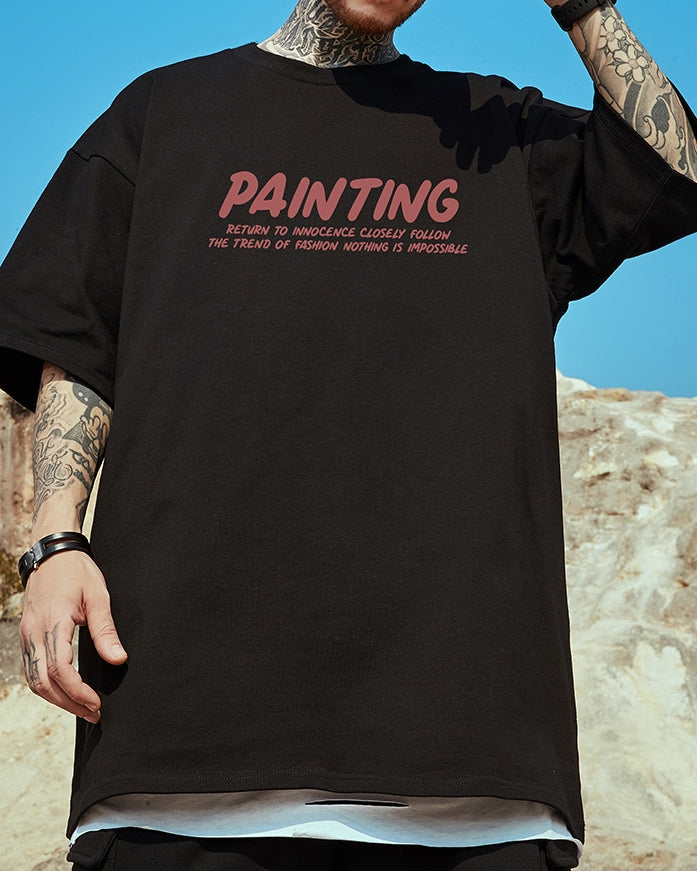 ピンクロゴメッセージプリント半袖Tシャツ U2162