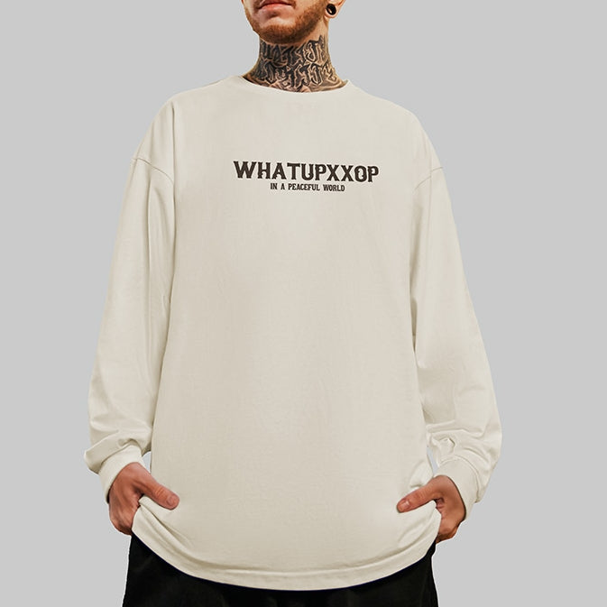 バックデザインプリント長袖Tシャツ U2285