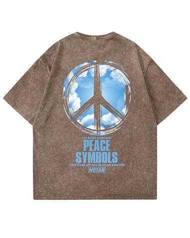 ピースグラフィックデザイン半袖Tシャツ U2245