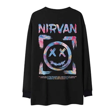 サークルストリートバックプリント長袖Tシャツ U2283