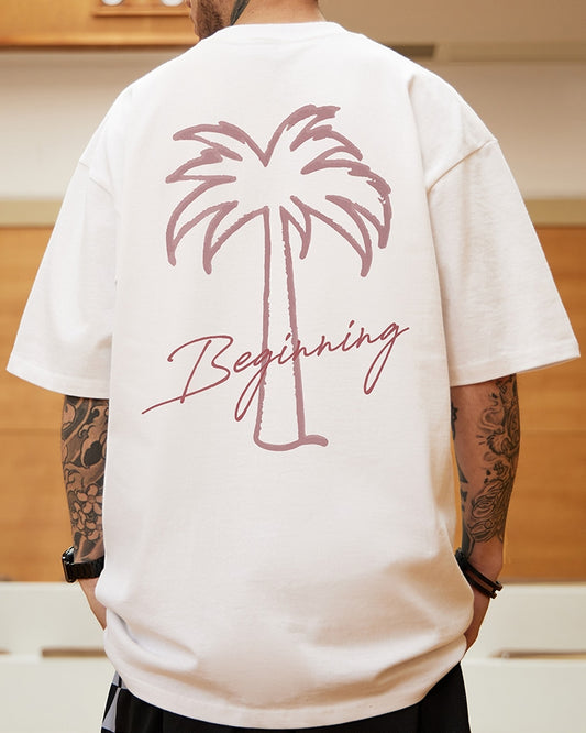 シンプルパームグラフィック半袖Tシャツ U2196