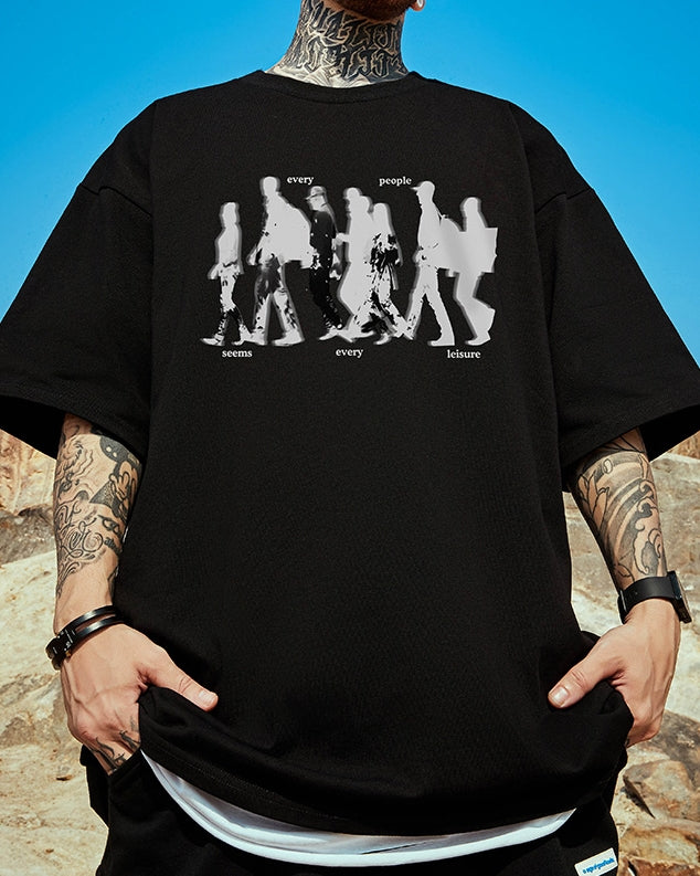 アートシルエットプリント半袖Tシャツ U2182