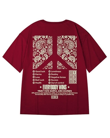 ペイズリーピースシンボル半袖Tシャツ U2263