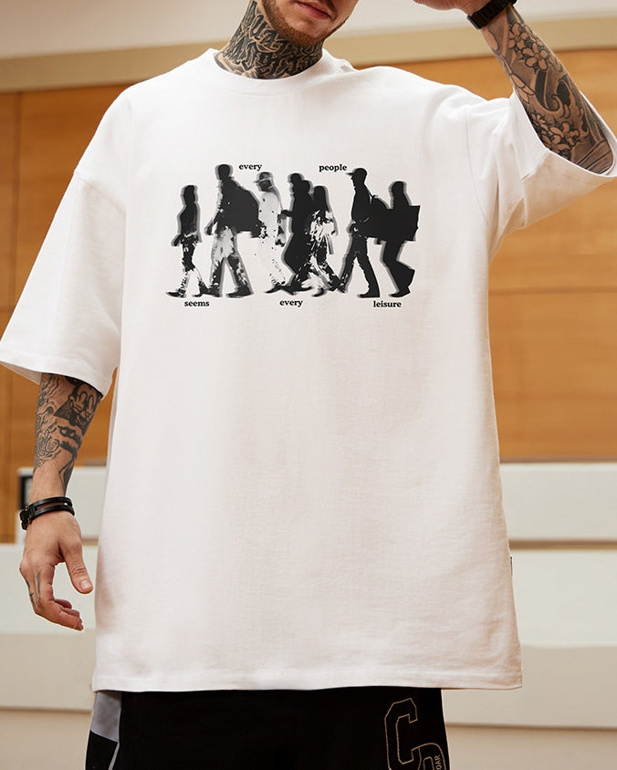 アートシルエットプリント半袖Tシャツ U2182