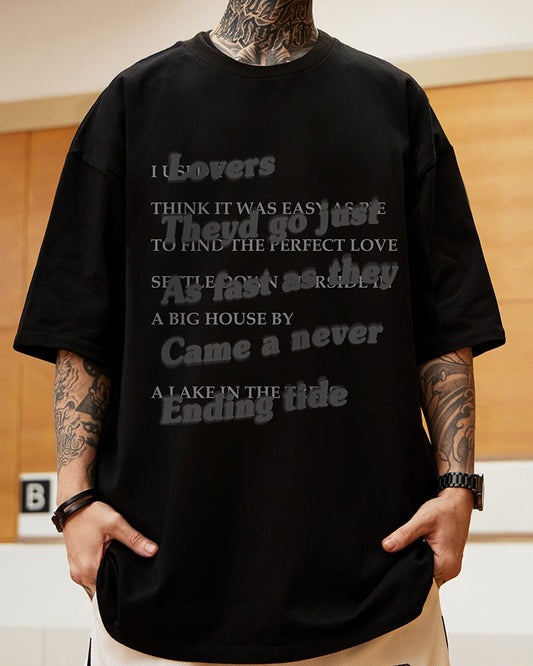 ラバーズテキストタイポグラフィTシャツ U2318