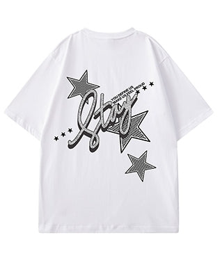 スターグリッターバックプリント半袖Tシャツ U2479