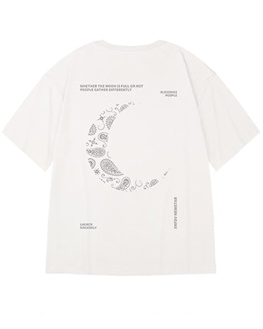 ナイトスカイモチーフバックプリント半袖Tシャツ U2305