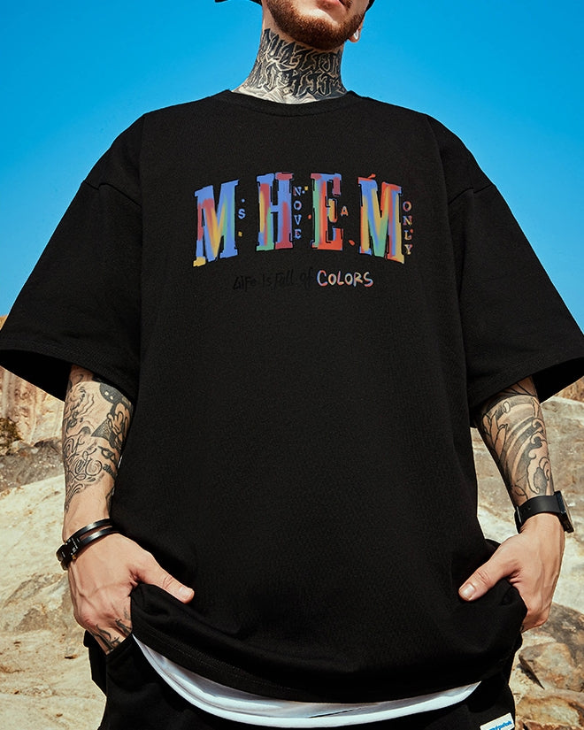 プレイフルタイポアートデザイン半袖Tシャツ U2171
