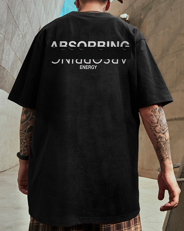 ブラックアウトロゴデザイン半袖Tシャツ U2142