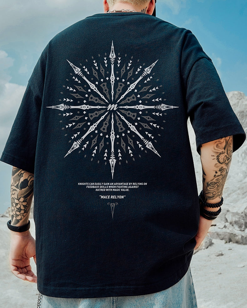 アローシンメトリーグラフィック半袖Tシャツ U2238