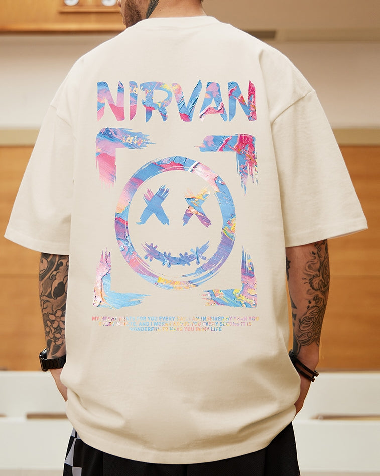 カラフルスマイルバックプリントTシャツ U2127