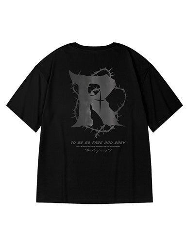 ダークストリートバックプリント半袖Tシャツ U2202