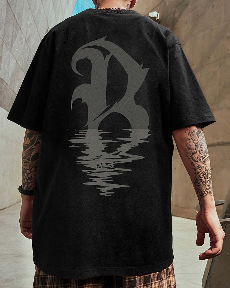 フローティングイニシャルプリント半袖Tシャツ U2190