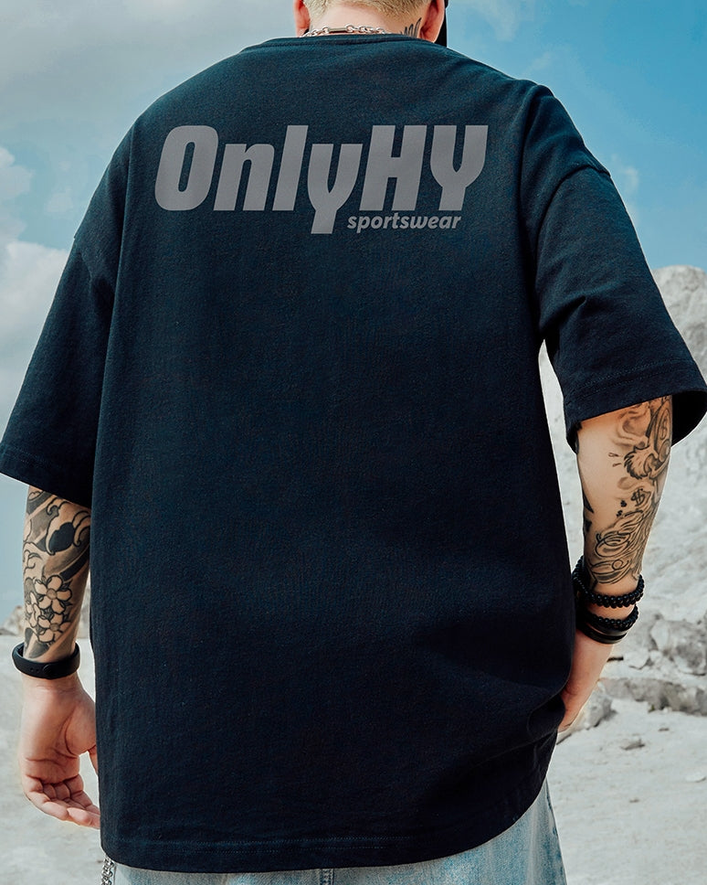 モノトーンバックプリント半袖Tシャツ U2173