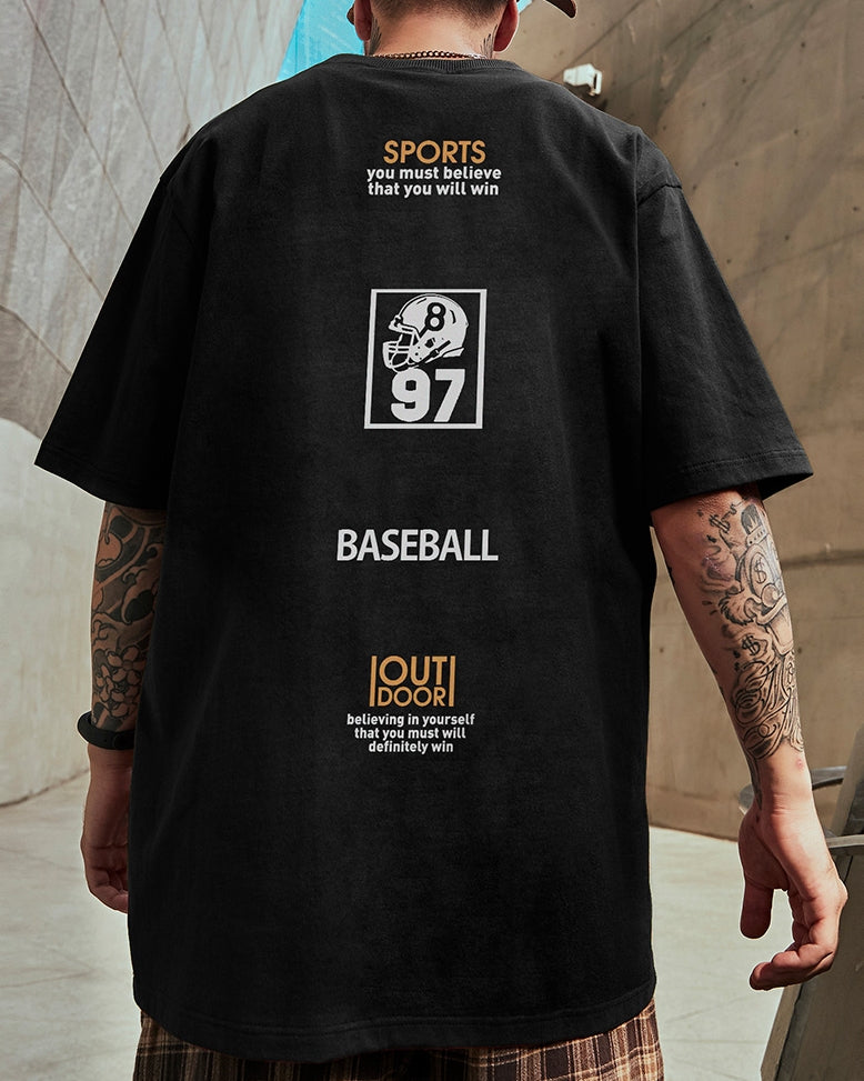 モチベーションテキストレイアウト半袖Tシャツ U2178