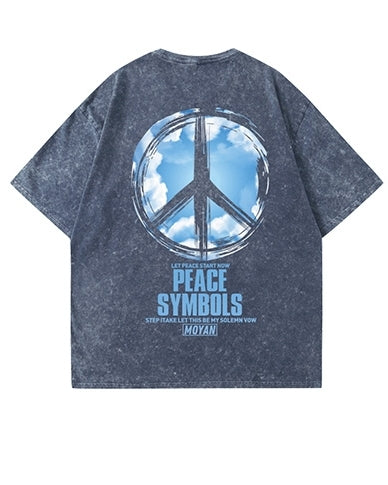 ピースグラフィックデザイン半袖Tシャツ U2245