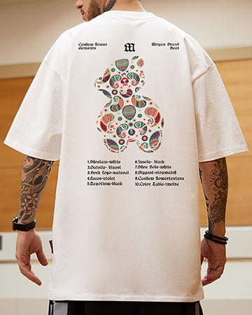 トライバルテイストカラフルバックプリント半袖Tシャツ U2329
