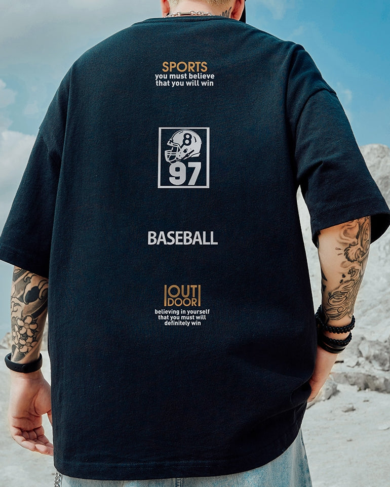 モチベーションテキストレイアウト半袖Tシャツ U2178
