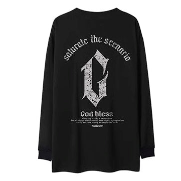 ストリートバックプリント長袖Tシャツ U2281
