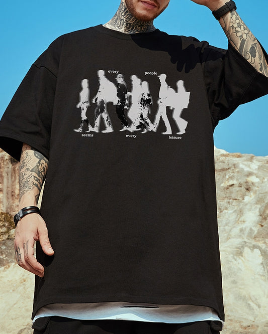 アートシルエットプリント半袖Tシャツ U2182