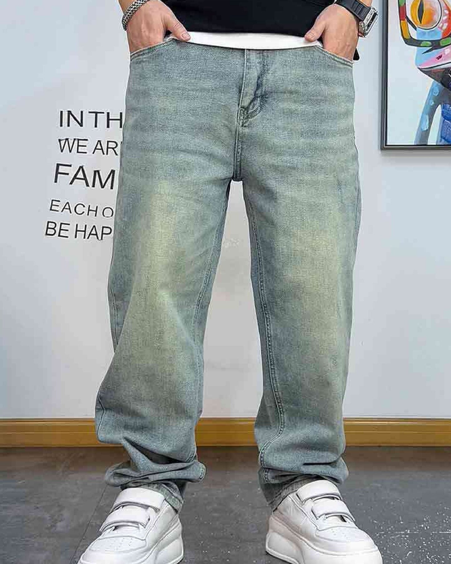 【OUTLET/即納】ライトウォッシュストレートデニムパンツ U2058