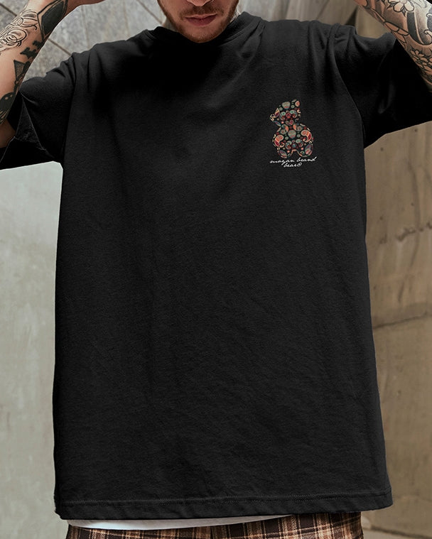 トライバルテイストカラフルバックプリント半袖Tシャツ U2329