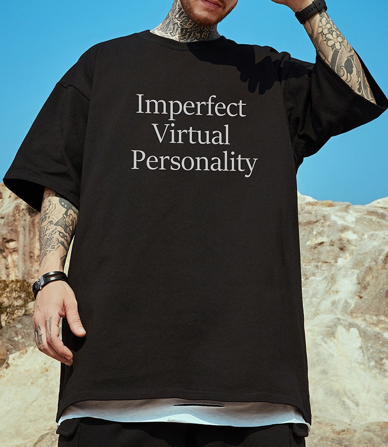 レターフロントプリント半袖Tシャツ U2113