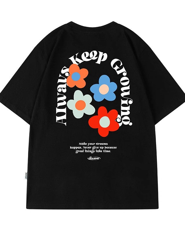 フラワープリント半袖Tシャツ U1857