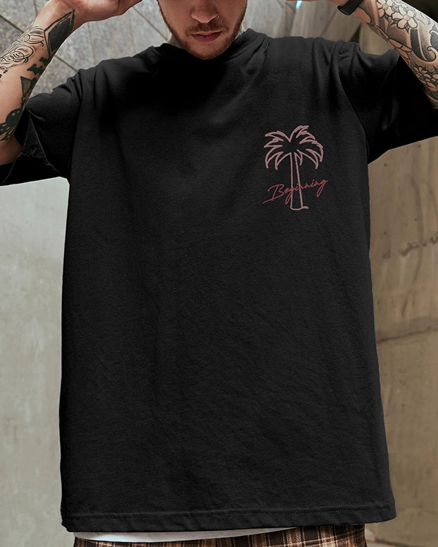 シンプルパームグラフィック半袖Tシャツ U2196