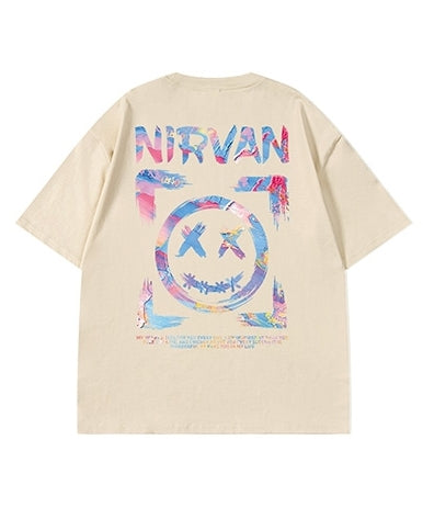 カラフルスマイルバックプリントTシャツ U2127